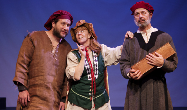 Matt Walley as the Clown, Patty Gallagher as Autolycus and David Greenwood as the Shepherd