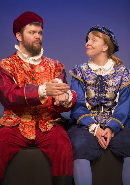 Ryan Parker Knox as Guildenstern and Patty Gallagher as Rosencrantz