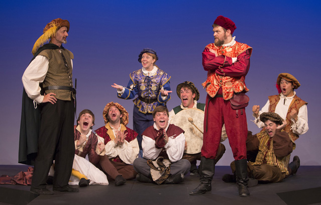 David Greenwood as the Player King, Patty Gallagher as Rosencrantz, Ryan Parker Knox as Guildenstern, and Griffin Johnston, Evan Werner, Connor Foster, Christopher Johnson, Kainon Bachtel and Eric Du as the Players
