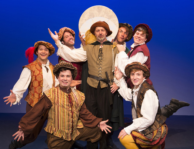 The Players in 'Rosencrantz and Guildenstern Are Dead' -- Front: Kainon Bachtel and Griffin Johnston.  Back: Eric Du, Evan Werner, David Greenwood, Christopher Johnson and Connor Foster