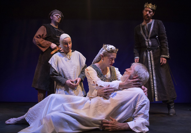 Ryan Parker Knox as Earl of Kent, Claire Marie Mannle as Doctor, Holly Griffith as Cordelia, Joseph McGrath as King Lear and Christopher Pankratz as King of France