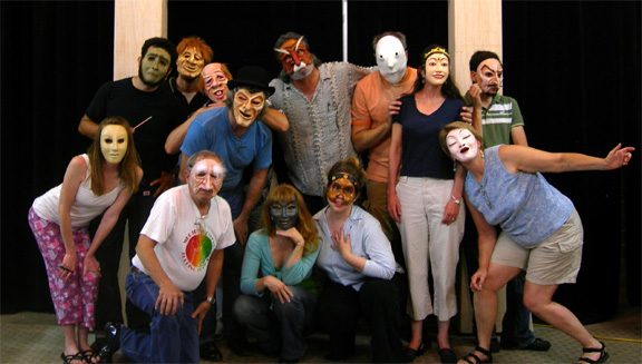 The Cast of The Cherry Orchard demonstrates masks representative of their characters