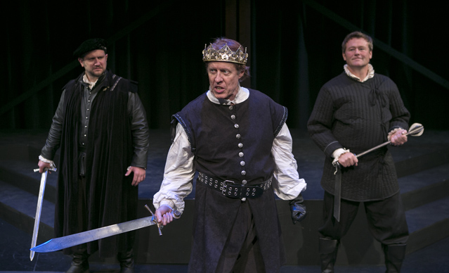 Matt Walley as Sir Richard Ratcliffe, Joseph McGrath as Richard, Duke of Gloucester and Craig Howard as the Duke of Norfolk